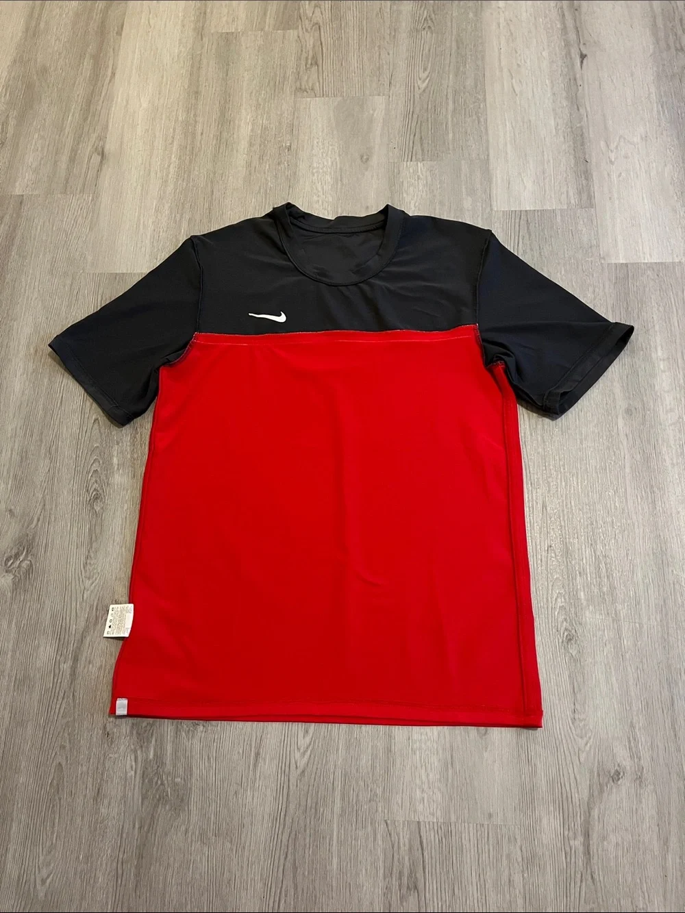 Nike Men's Short Sleeve Red and Black Dri-FIT Crew Tee